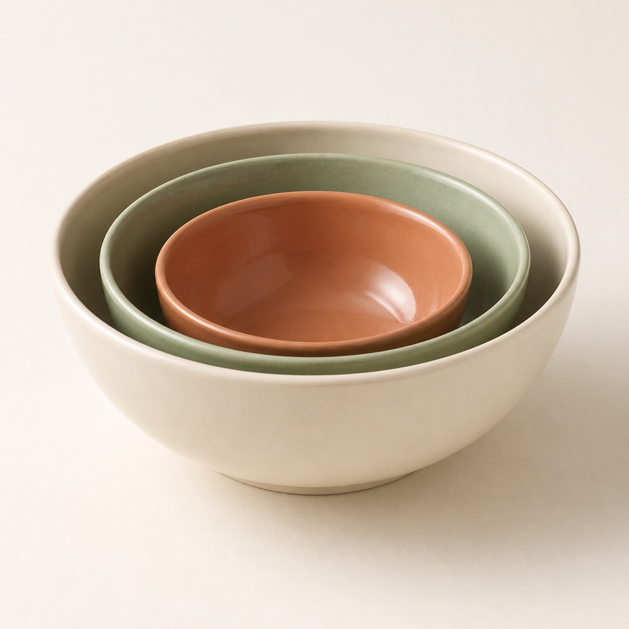 Nesting ceramic bowls